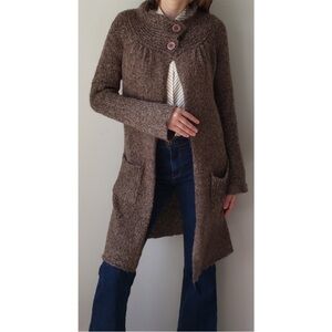 BCBG Max Azria Warm Brown Longline Knit Sweater M 90s Y2K Cozy